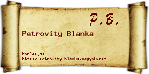 Petrovity Blanka névjegykártya
